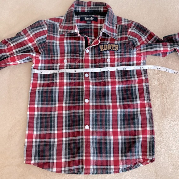 Roots Canada Plaid Button-Up Boys Shirt - Size 5/6Y - Picture 10 of 13